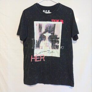 H.E.R. Black Stonewashed Graphic Tour Band Concert T Shirt M Streetwear R&B Fan